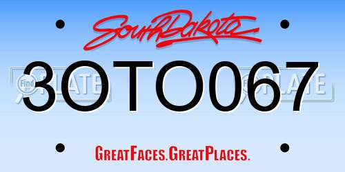 3OTO067 South Dakota License Plate