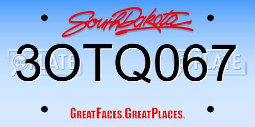 3OTQ067 South Dakota License Plate