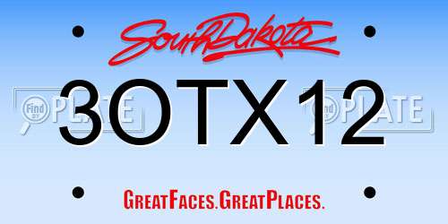 3OTX12 South Dakota License Plate