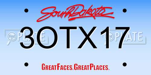 3OTX17 South Dakota License Plate
