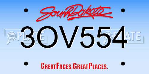3OV554 South Dakota License Plate