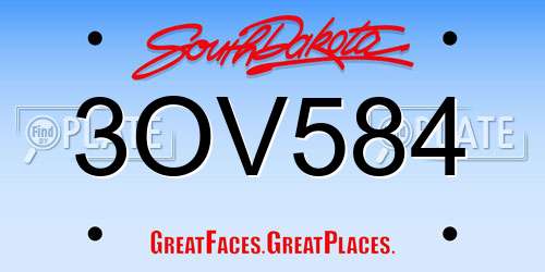 3OV584 South Dakota License Plate