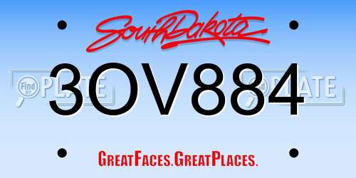 3OV884 South Dakota License Plate