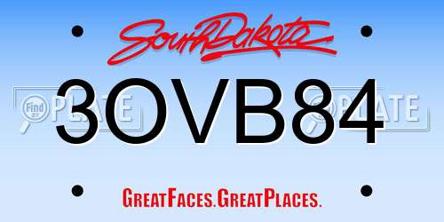 3OVB84 South Dakota License Plate