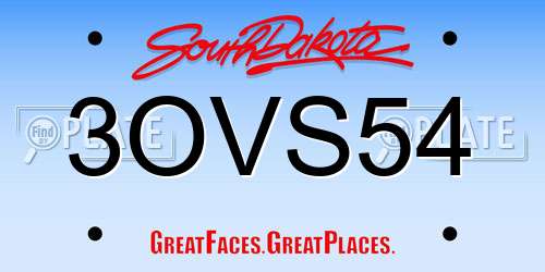 3OVS54 South Dakota License Plate