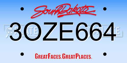 3OZE664 South Dakota License Plate