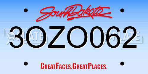 3OZO062 South Dakota License Plate