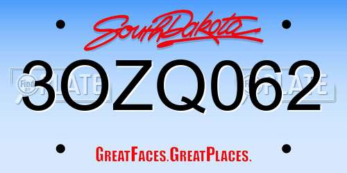 3OZQ062 South Dakota License Plate