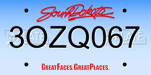 3OZQ067 South Dakota License Plate