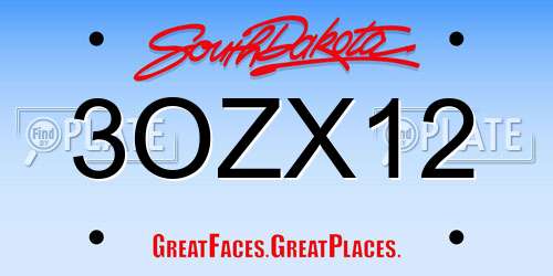 3OZX12 South Dakota License Plate