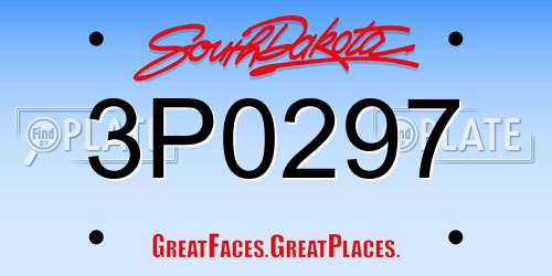 3P0297 South Dakota License Plate
