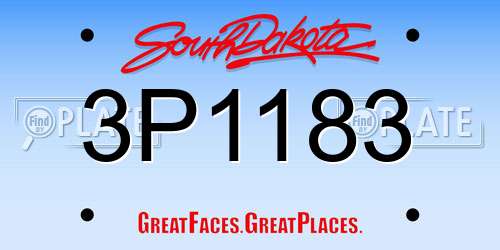 3P1183 South Dakota License Plate