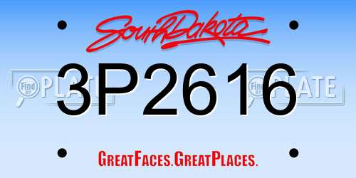 3P2616 South Dakota License Plate