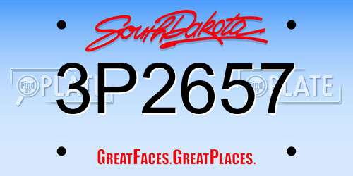 3P2657 South Dakota License Plate
