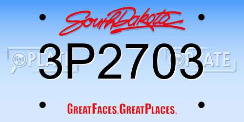 3P2703 South Dakota License Plate