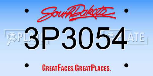 3P3054 South Dakota License Plate