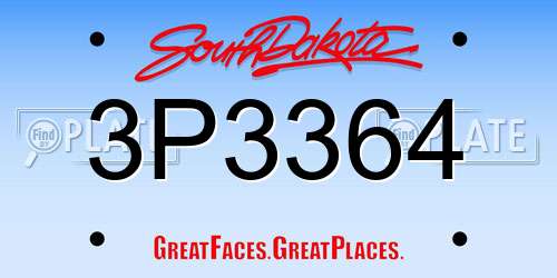 3P3364 South Dakota License Plate