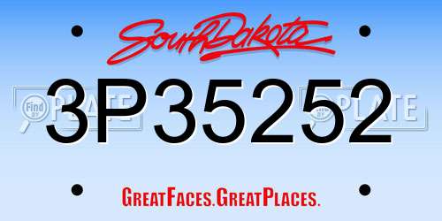 3P35252 South Dakota License Plate