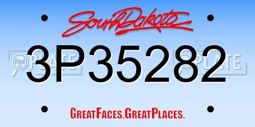 3P35282 South Dakota License Plate
