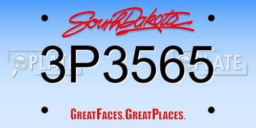 3P3565 South Dakota License Plate