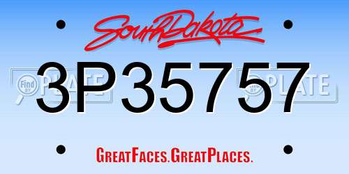 3P35757 South Dakota License Plate