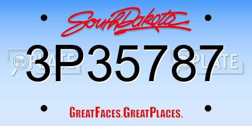 3P35787 South Dakota License Plate