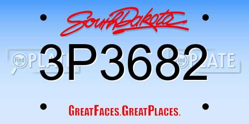 3P3682 South Dakota License Plate