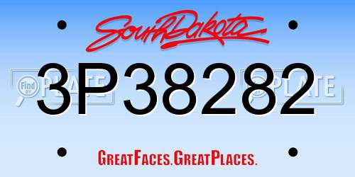 3P38282 South Dakota License Plate