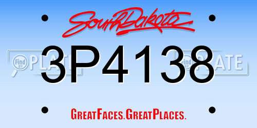 3P4138 South Dakota License Plate