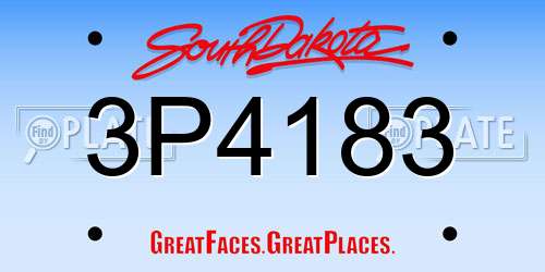 3P4183 South Dakota License Plate
