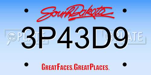 3P43D9 South Dakota License Plate