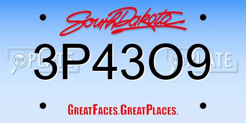 3P43O9 South Dakota License Plate
