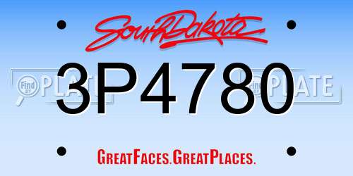 3P4780 South Dakota License Plate