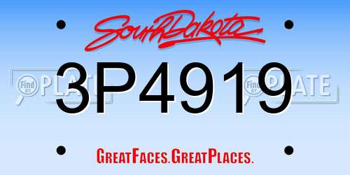 3P4919 South Dakota License Plate