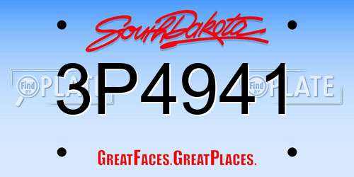 3P4941 South Dakota License Plate