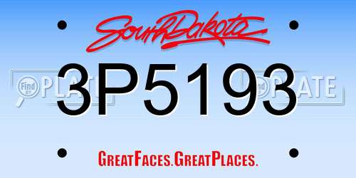 3P5193 South Dakota License Plate