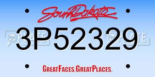 3P52329 South Dakota License Plate