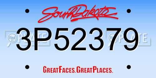 3P52379 South Dakota License Plate