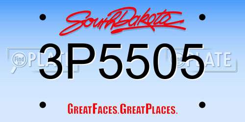 3P5505 South Dakota License Plate