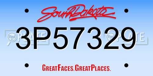 3P57329 South Dakota License Plate