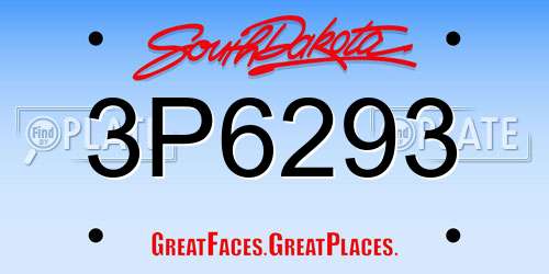 3P6293 South Dakota License Plate