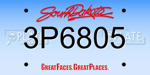 3P6805 South Dakota License Plate