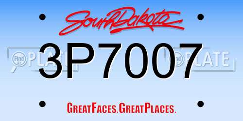 3P7007 South Dakota License Plate
