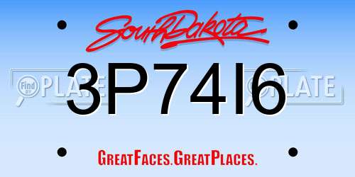 3P74I6 South Dakota License Plate