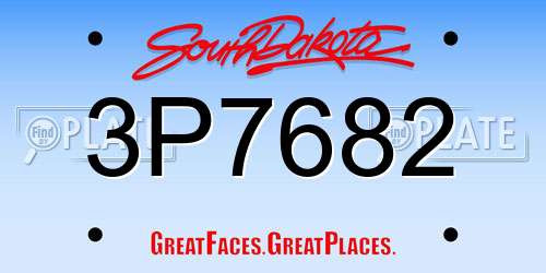 3P7682 South Dakota License Plate