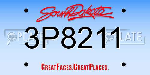 3P8211 South Dakota License Plate
