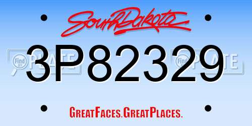 3P82329 South Dakota License Plate