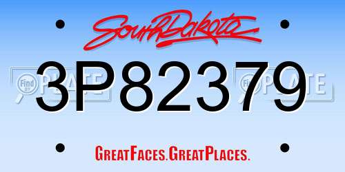 3P82379 South Dakota License Plate