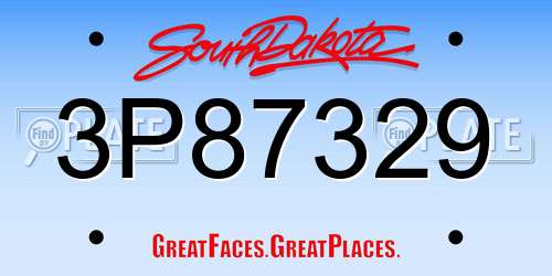 3P87329 South Dakota License Plate