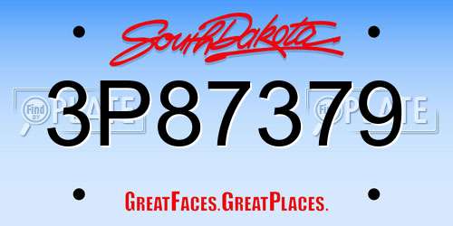3P87379 South Dakota License Plate